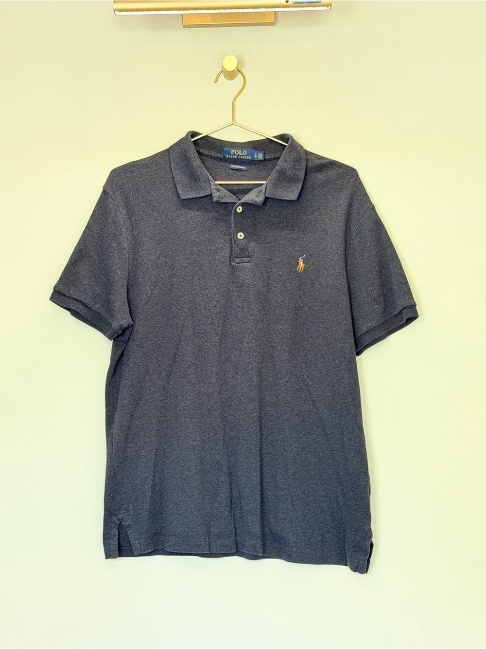 Ralph Lauren Men's Heather Charcoal Polo with Embroidered Pony